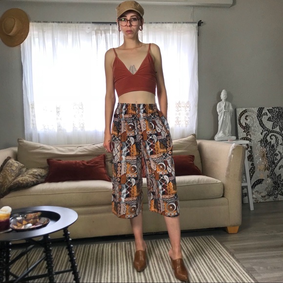 Vintage • Palazzo Pants with Unique 80's Pattern - Picture 3 of 4